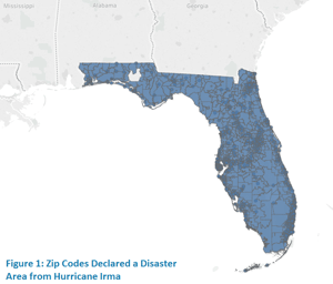 Zip Codes Declared a Disaster Area from Hurricane Irma