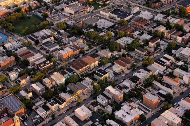 Aerial shot of urban community